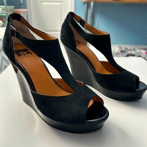 BC platform wedge peep toe heels, sz 10